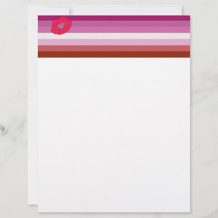 Papel Timbrado bandeira do orgulho lésbico batom SlipperyJoe femi