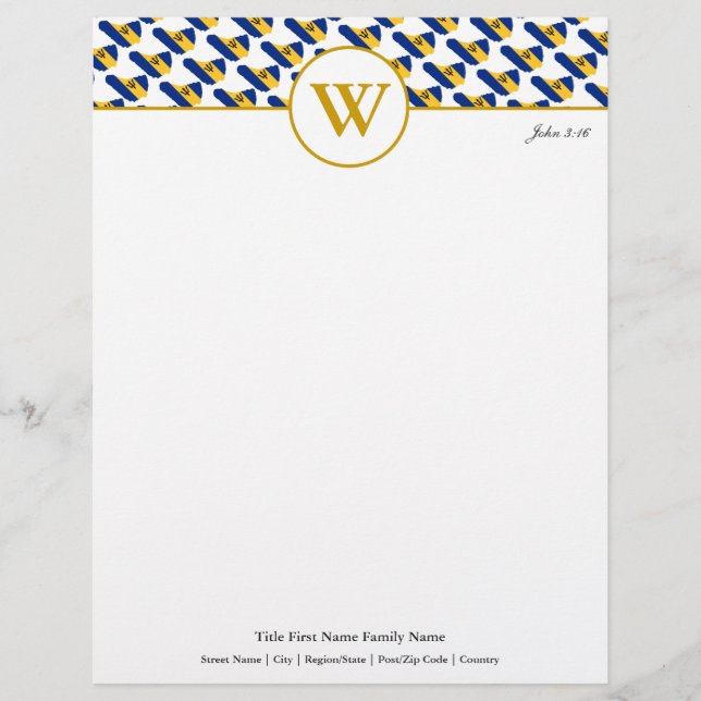Papel Timbrado BARBADOS Monograma Personalizado (Frente)