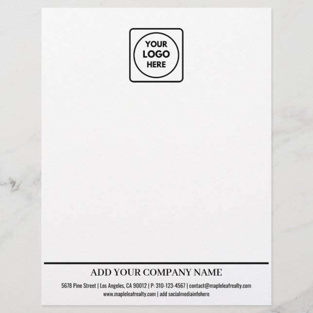 Papel Timbrado Basic Business Logo Contact Info letterhead (Frente)