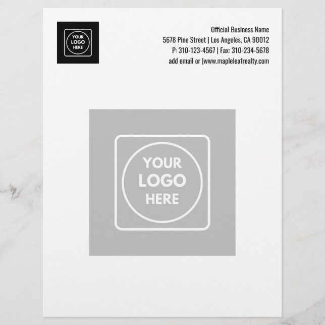 Papel Timbrado Basic Business Watermark Logo Design letterhead (Frente)