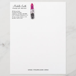 Papel Timbrado Batom preto cor-de-água cor-de-prata-rosa-chic Mak