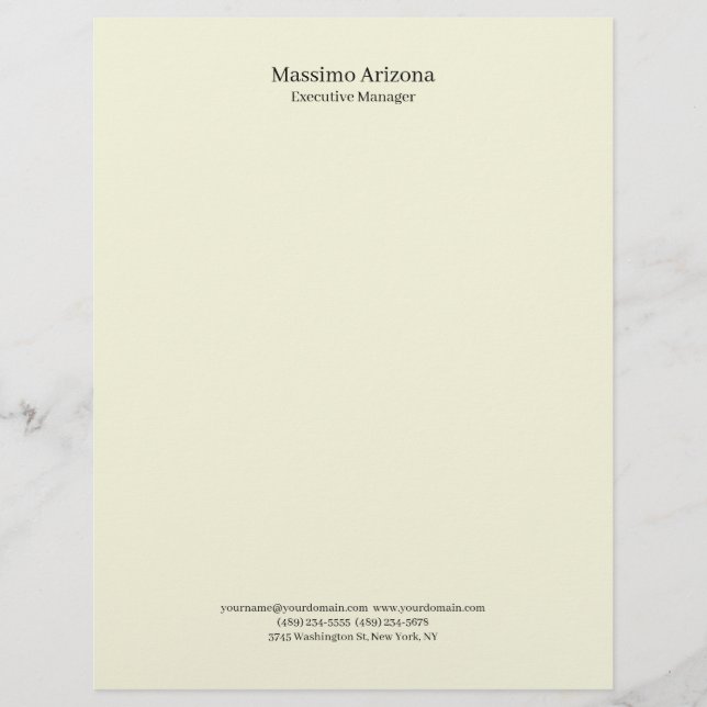 Papel Timbrado Bege Simples Plano Profissional Moderno Minimalist (Frente)