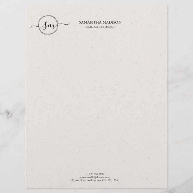 Papel Timbrado Beige Aesthetic Modern Calligraphy Real Estate  (Frente)