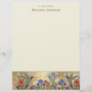 Papel Timbrado Beija-flor Estilo Klimt Nome Personalizado Customi