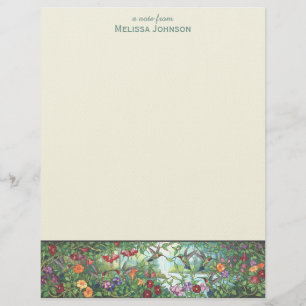 Papel Timbrado Beija-flor Vidro Manchado Falso Nome Personalizado
