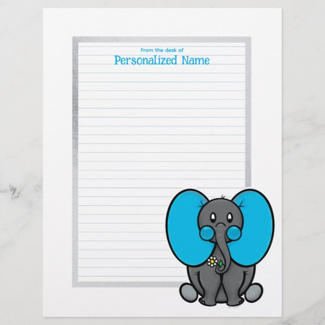 Papel Timbrado Belly Phant Cinza Lined (Frente)