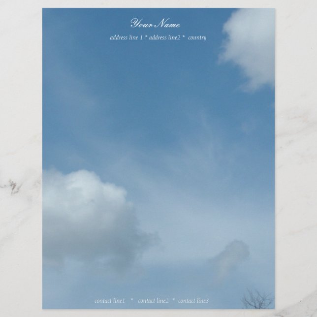 Papel Timbrado belo céu azul e nuvens (Frente)