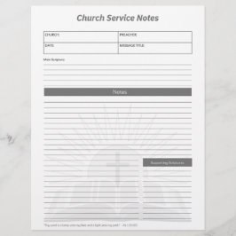 Papel Timbrado Bíblia Cristã de Notas Cinzas do Serviço de Igreja