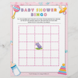 Papel Timbrado Bingo chá de fraldas [Bebê Basics Pink]