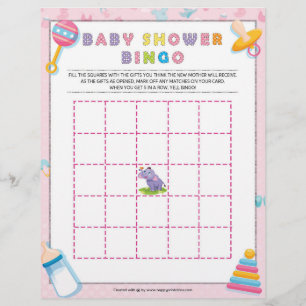 Papel Timbrado Bingo chá de fraldas [Bebê Basics Pink]