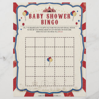 Papel Timbrado Bingo chá de fraldas [Tema do circo]