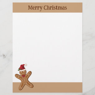 Papel Timbrado Biscoito de Natal Festivo de Gengibre & Texto Pers