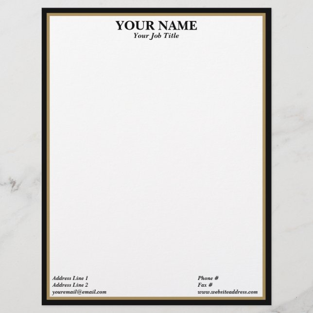 Papel Timbrado Black and Gold Frame Generic Adaptable (Frente)