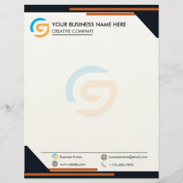 Papel Timbrado Black and Orange Modern Business Letterhead