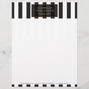 Papel Timbrado Black and White Stripes Letterhead