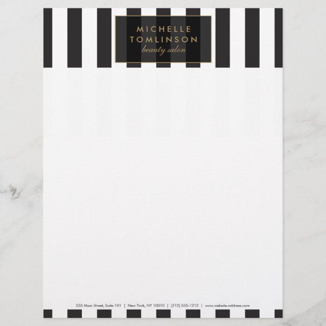 Papel Timbrado Black and White Stripes Letterhead (Frente)