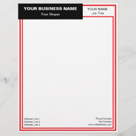 Papel Timbrado Black Banner Red Double Frame