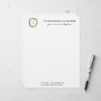 Papel Timbrado Black Modern Elegant Custom Business Logo