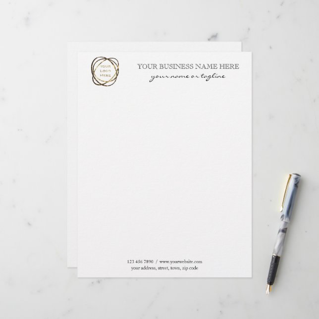 Papel Timbrado Black Modern Elegant Custom Business Logo    (Frente/Verso In Situ)