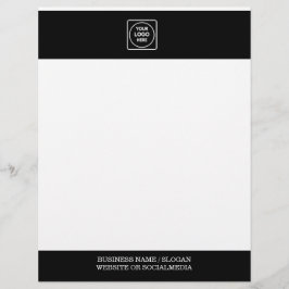 Papel Timbrado Black White Business Logo Promo letterhead