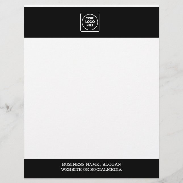 Papel Timbrado Black White Business Logo Promo letterhead (Frente)