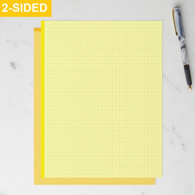 Papel Timbrado Blank Aesthetic Yellow Graph Papers (Grid Squared) (yellow engineering graph paper, quad ruled paper for drafting)