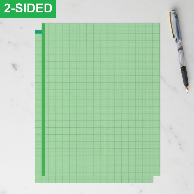Papel Timbrado Blank Green Graph Paper Sheets (Inch Grid Squares) (engineering graph paper, green grid paper for math, high resolution graph template, full page square)