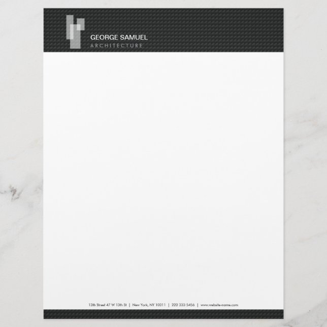 Papel Timbrado Blocos Arquitetônicos Modernos Logotipo Branco/Cin (Frente)