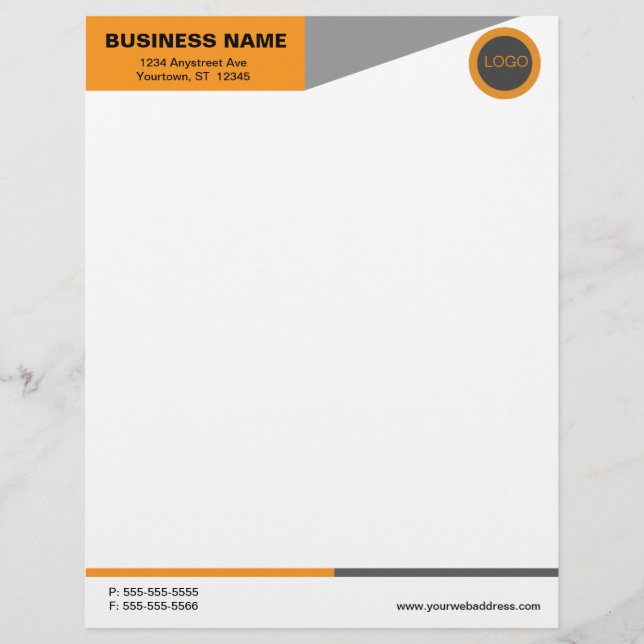 Papel Timbrado Blocos de Cores Laranja e Cinza (Frente)