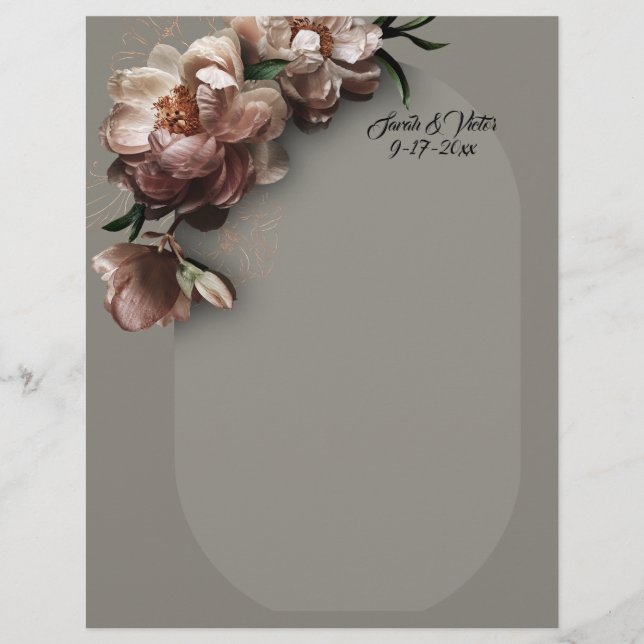 Papel Timbrado Blooming Peonies Stationery (Frente)
