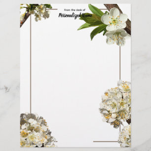 Papel Timbrado Blossomas de ameixa sem line