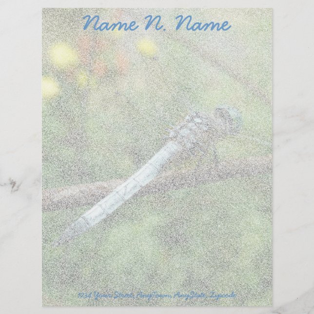 Papel Timbrado Blue Dasher Dragonfly Items Lethead (Frente)