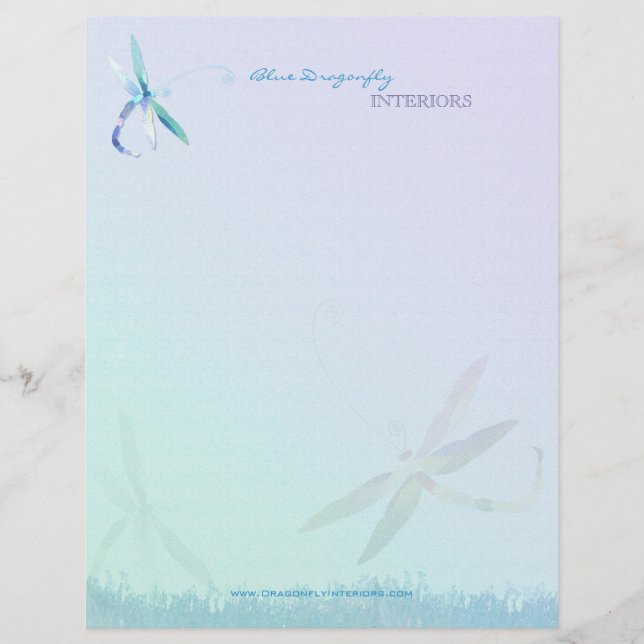 Papel Timbrado Blue Dragonfly Interior Design Business (Frente)