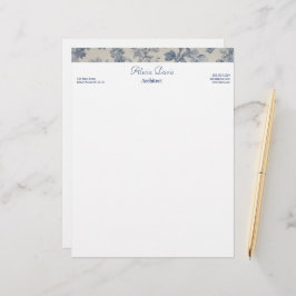 Papel Timbrado Blue Flowers Toile de Jouy seu nome