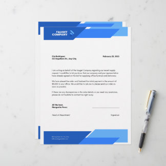 Papel Timbrado Blue Formal Company Letterhead