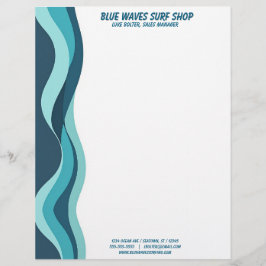 Papel Timbrado Blue Waves Border Surf Ocean Water Spa
