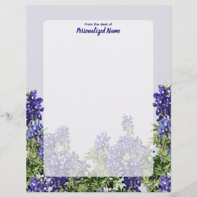 Papel Timbrado Bluebonnets do Texas não alinhado (Frente)