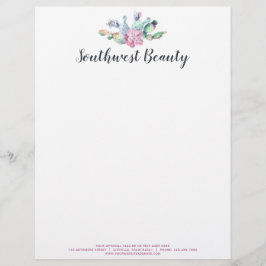 Papel Timbrado Bohemian da pera espinhosa do cacto do Succulent