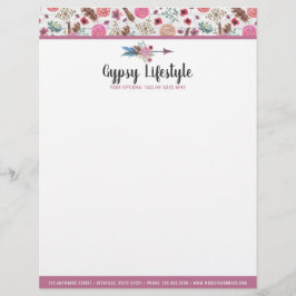 Papel Timbrado Bohemian rústico chique da aguarela da seta da