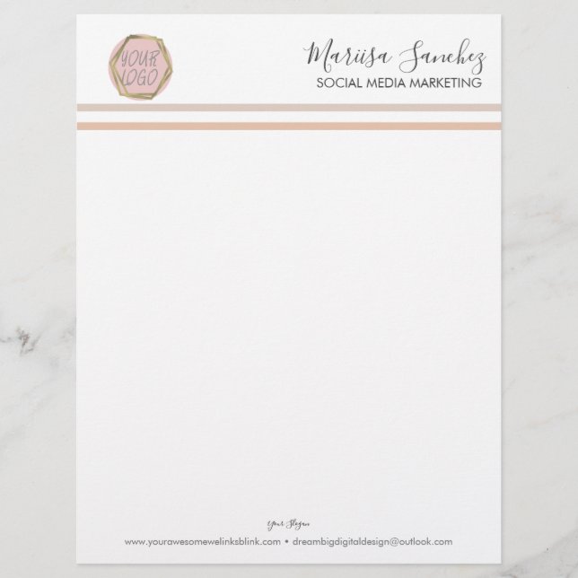 Papel Timbrado Boho Strike Nomeie Seu Logotipo Letterhead (Frente)
