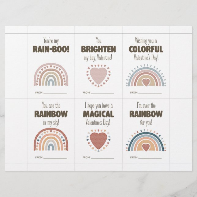 Papel Timbrado Boho Valentine’s Day Cards for Kids Classroom  (Frente)