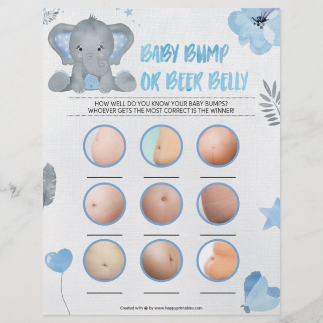 Papel Timbrado Bola De Bebê Ou Belly De Cerveja [Elefante De Bebê (Frente)