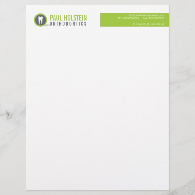 Papel Timbrado BOLD DENTIST LETTERHEAD :: limão do logotipo dos d (Frente)