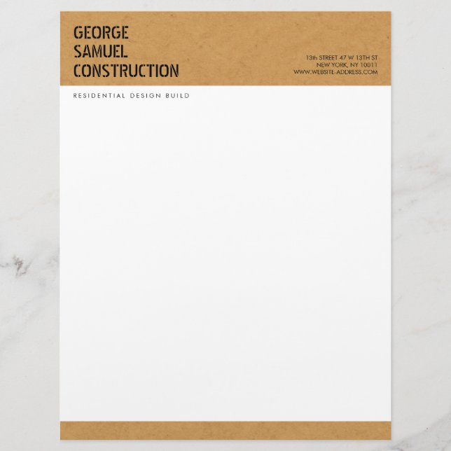 Papel Timbrado Bold Molded Particle Board Construction Business (Frente)