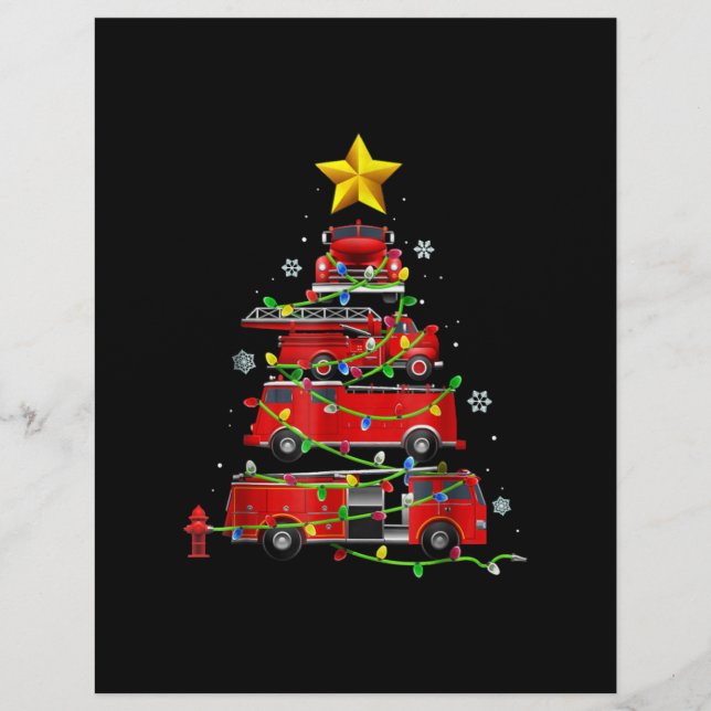 Papel Timbrado Bombeiro Caminhão Árvores de Natal Mulheres (Frente)