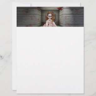 Papel Timbrado Boneca de porcelana assombrada vintage SlipperyJoe