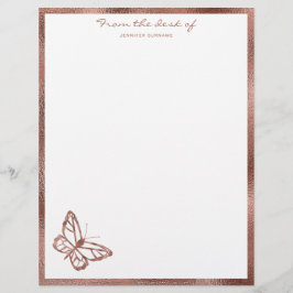 Papel Timbrado Borboleta e texto personalizado com aparência de f