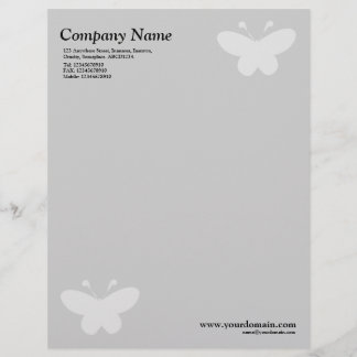 Papel Timbrado Borboleta Elegante - Cinza Leve