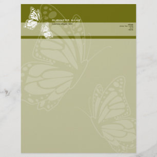 Papel Timbrado Borboleta em oliva Elegante Moderno Simples