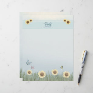 Papel Timbrado Borboleta Flor de Girassol